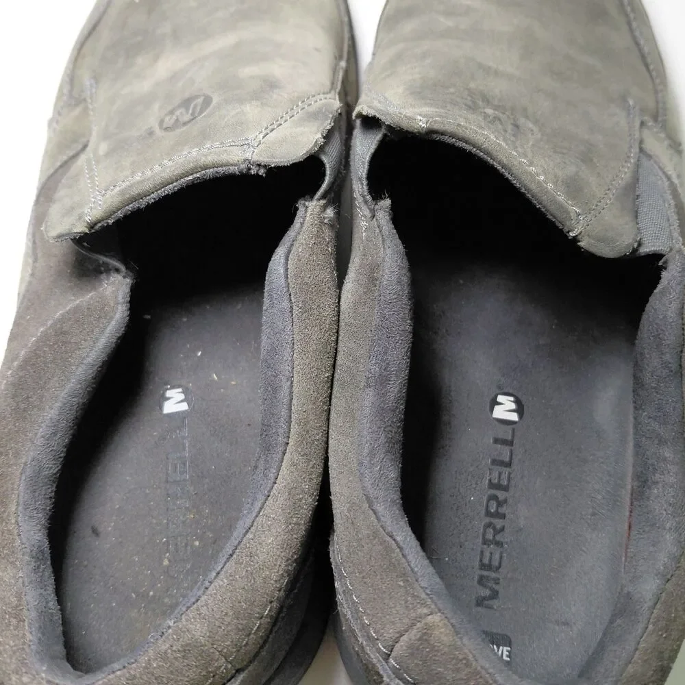 Merrell Berner Moc Shoes Mens Size 12 Gray Leather Slip On Comfort Casual